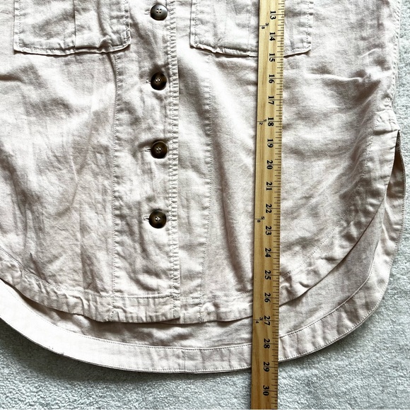 FREE PEOPLE OVERSIZED LINEN BLEND LIGHT PINK BUTTON DOWN SIZE XS MINIMALIST - Picture 7 of 8